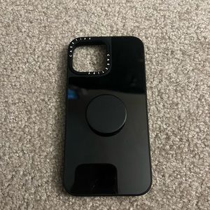 Casetify iPhone 13 Pro Max iPhone black mirrored case with black pop socket